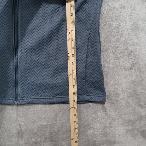 Adidas Jacket Women L Blue Textured Layer Jacket Full Zip Embroidery Golf Gym - Picture 9 of 16